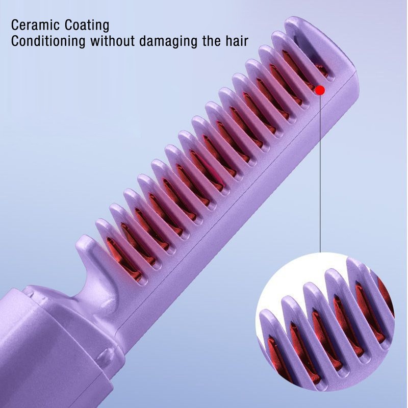 Wireless Hair Straightening Comb Compact USB Charging Portable Hair Straightener