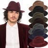 Men's Premium Milano Wool Felt Fedora Grosgrain Band Hat (S/M,