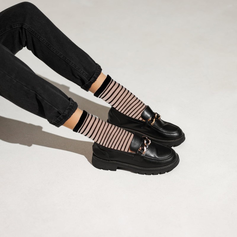 Lusofie 5 Pairs Sheer Socks Black See Through Socks Checkered