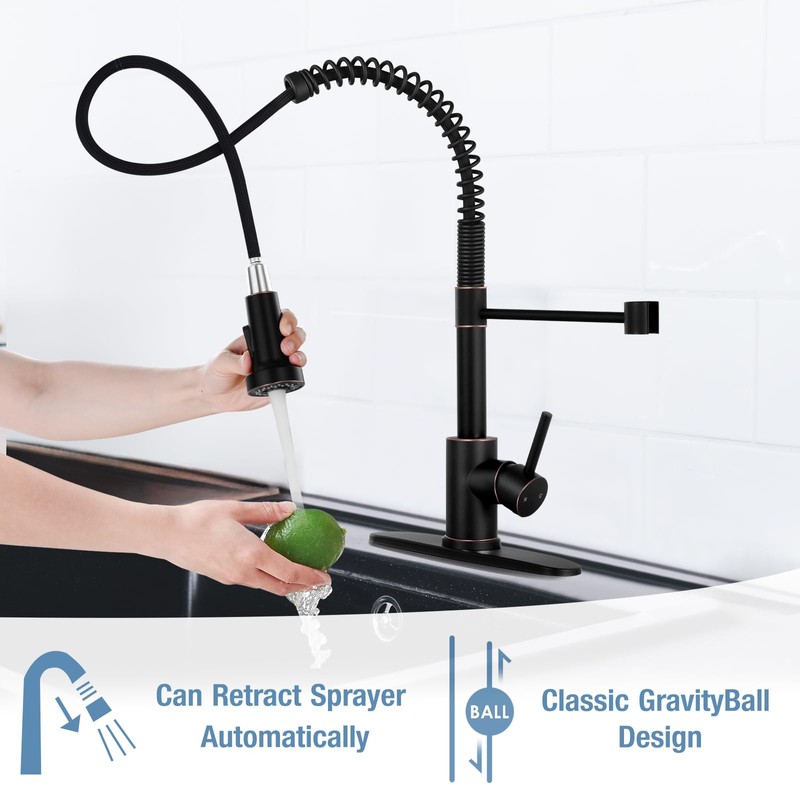DJS Kitchen Faucets with Pull Down Sprayer Oil Rubbed Brozone