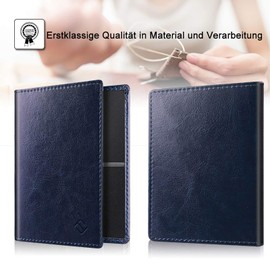 Fintie Vehicle Registration Certificate Cover - Ultra Thin Lightweight Vehicle Registration Certificate Credit Card Holder Made of Faux Leather Bag for Car Vehicle Registration / ID / Cards, Navy