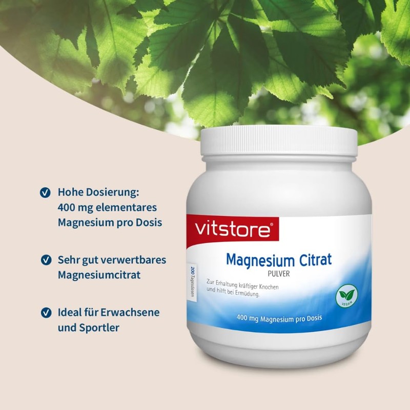 Magnesium Citrat Pulver - vegan - hochdosiert - 500 gramm