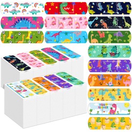 Estune 450 Pcs Bulk Kids Bandages Dinosaur 15 Styles Fun Children's Adhesive Bandages Colorful PE Flexible Bandages Cartoon Bandages for Kids Boys Girls Students