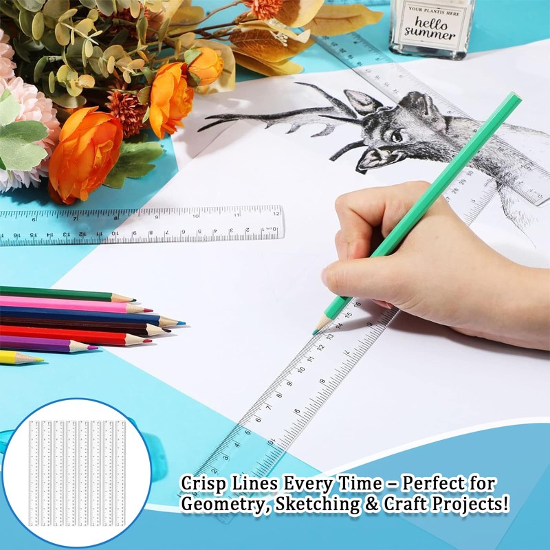 Pack of 8 Rulers 30 cm - 30 cm Transparent