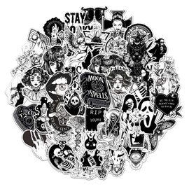 Gothic Stickers | 50 PCS | Vinyl Waterproof Stickers for Laptop,Skateboard,Water Bottles,Computer,Phone,Punk Stickers， Cool Stickers Horror, Black and White Stickers(Gothic-50-5)