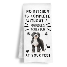 HSIASHENG Funny Portuguese Water Dog Hand Towels for Kitchen Home Bathroom Decor, A Kitchen is Not Complete Without A Portuguese Water Dish Towel, Dog Lovers GIF, 16×24 Inch