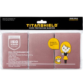 TitanShield 150 Rose Gold Small Japanese Sized Trading Card Sleeves Deck Protector for Yu-Gi-Oh, Cardfight!! Vanguard & More