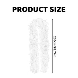 White Feather Boa,2m Feathers Boas,Fancy Dress Crafts Colorful Plume Scarf,Turkey Plumes Scarfs,for Party/Dancing Carnival/Christmas/Wedding Centerpieces/Costume/Concert/Holiday Decor/Home Decoration