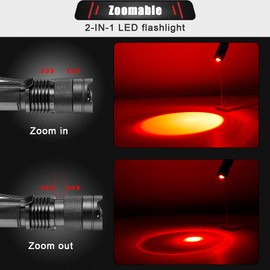 Honoson Red Light Flashlight LED Single Mode Torch 1 Mode Scalable Red Lens Filter Flashlight for Night Astronomy Aviations Observation Beach Safe(2 Pieces)