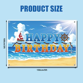Anime Birthday Decorations, Pirate Themed Happy Birthday Backdrop Cartoon Pirate Party Supplies for Boys Girls Fans Kids Wall Banner Photo Backdrop (5x3 Ft)