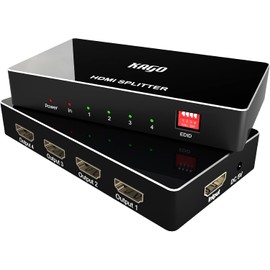 KAGO HDMI Splitter - 1 in 4 Out TV Splitters Premium Quality High Resolutions Support HDMI 2.0, HDCP 2.2, 18 Gbps 4K@60Hz 2k@120Hz 36-Bit Deep Color UltraHD,Plug&Play
