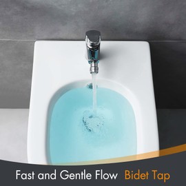 KUZOR Single Lever Bidet Mixer Tap Chrome Brass Modern Bidets for Bathroom Lavatory Washroom RV with G1/2 UK Standard Water Hoses Quick Installation