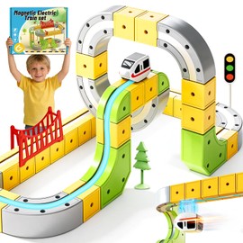 Electric Train Set with Flexible Race Track for Kids 4-8,87PCS Infinity Racer 3D Magnetic Train Set, DIY Track Building Kits, Anti-Gravity Racing Track,STEM Learning Toys Gifts for Boys Girls