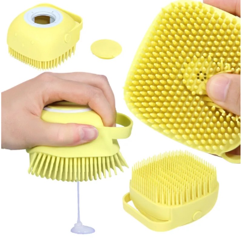 TIKA Silicone Bath Brush w Soap Dispenser-Body Scrubber, Handheld Hygiene