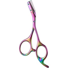 Tijeras 2 en 1 de Acero Inoxidable para Cejas 2026, Recortador con Peine,Profesional para Depilación. (Morado)