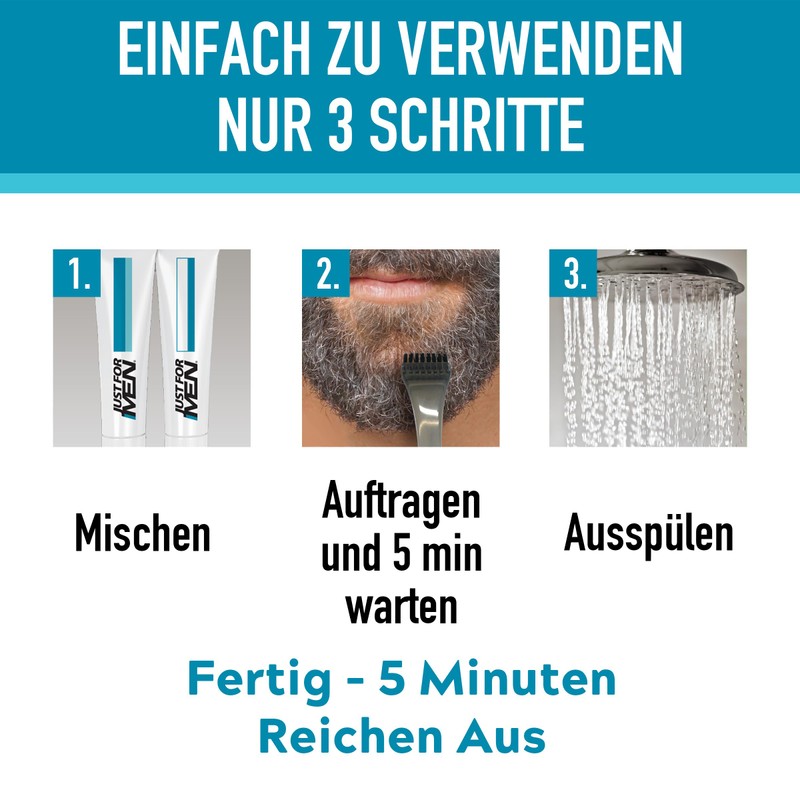 Just for Men Moustache and Beard Black Dye, Eliminates Grey