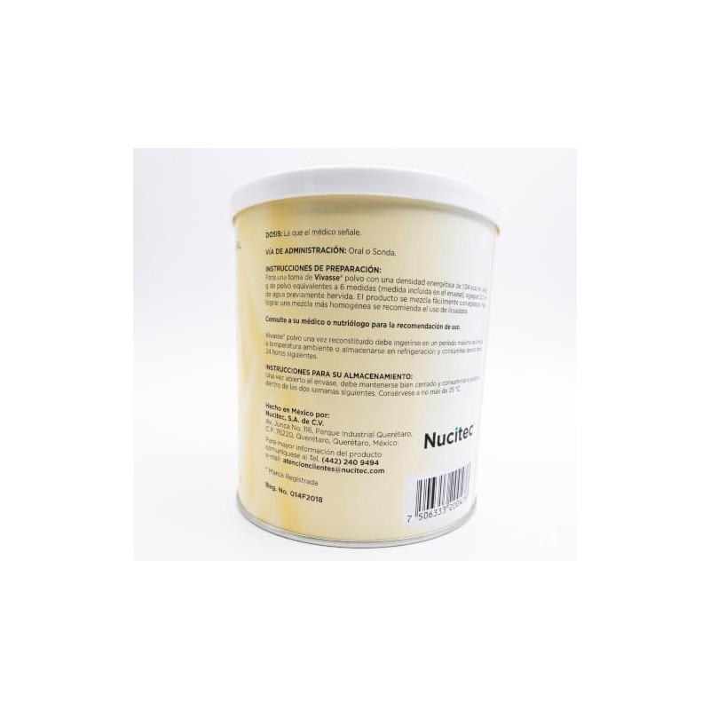 Vivasse Natural Fórmula polimérica, para todas las edades. Lata 400gr.