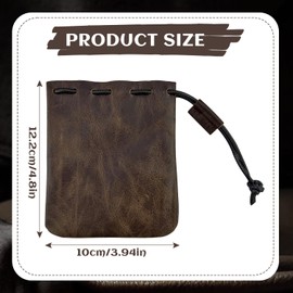 ELNX Coin Pouch, 12.2 x10cm Leather Pouch Small Drawstring Pouch Jewellery Pouches Cowhide Leather Jewelry Storage Bag for Gifts Party Favors Men Women(Brown)