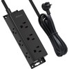 Power Bars with Surge Protector 10Ft - 9 Widely Spaced Multi Outlets, Wall Mount, 3 Side Outlet Extender with Long Extension Cord, Flat Plug for Home Office Dorm, Black