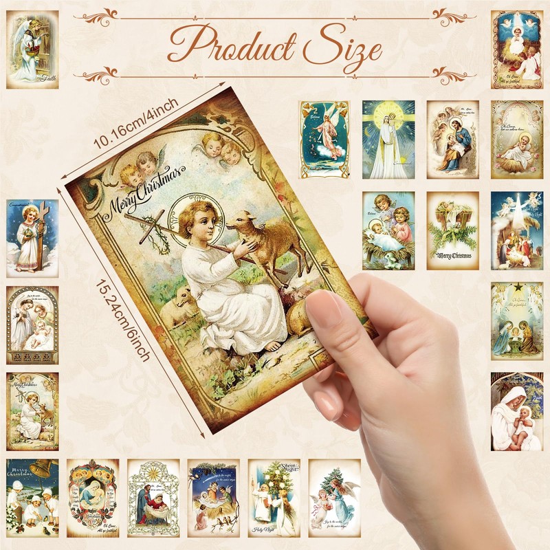 Nuanchu 80 Pcs Vintage Holy Nativity Greeting Cards Christmas Postcard