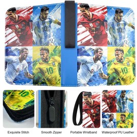 Scrapbook for Football Cards with Zip and 50 Removable Sleeves, 4 Pockets Football Trading Card Album for 400 Cards, Large Sports Cards Book, 3 Rings Cards Folder Binder
