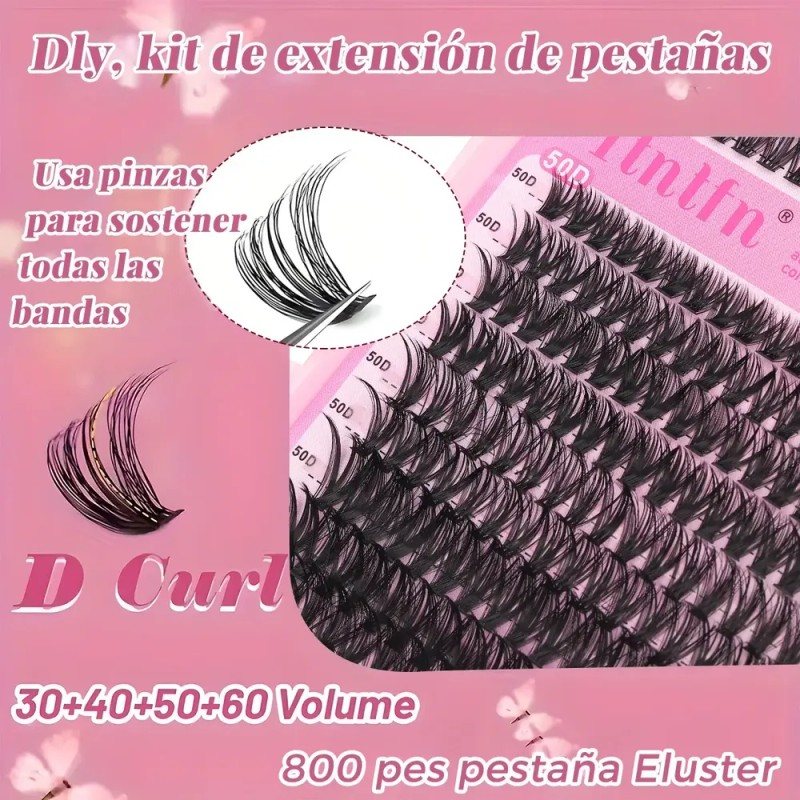 804 Kit Extension De Pestañas Maquillaje Completo Diy 9-18mm