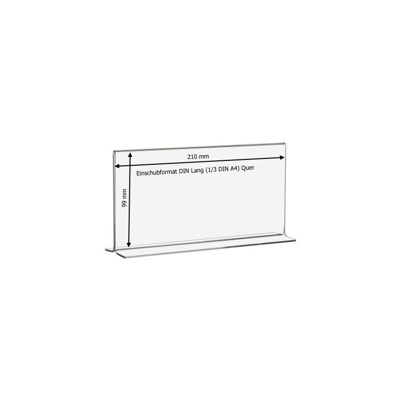 T Stand/Display/Stand DL (210x99 mm) Landscape Format Made From Acrylic