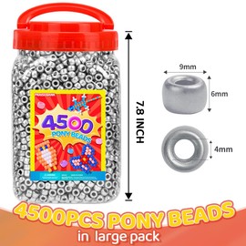 Pony Beads, 4500pcs 6x9mm, Wholesale Beads, Bracelets Jewelry Making, Arts & Crafts(Silver)