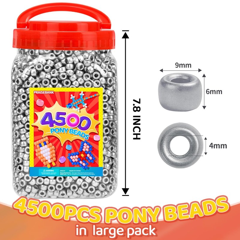 Pony Beads, 4500pcs 6x9mm, Wholesale Beads, Bracelets Jewelry Making, Arts