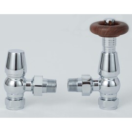 Greened House Oxford Traditional Chrome Angled Thermostatic Radiator Valve TRV Column Radiator Valve