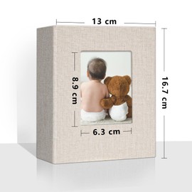 Vienrose Photo Albums Small 10 x 15 Photos 2 Pack Linen Cover with Front Window, Slip-in Album 50 Pockets with 100 Photos Storage of Artwork or Postcards Beige