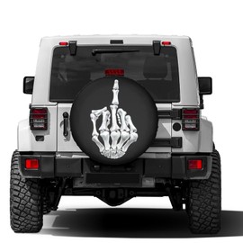 Delerain Spare Tire Cover Funny Finger Skull Wheel Covers Waterproof Dust-Proof UV Sun Universal Fit for Trailer RV SUV Truck and Many Vehicle (17 Inch for Diameter 31"-33")