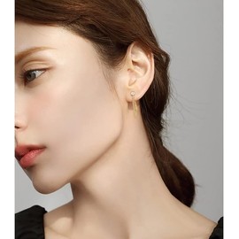 Chic Round With Short Chain Dangle Drop Earrings for Women Girls Fashion Dainty Tassel Minimalist Jewelry (Golden, One size)