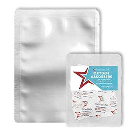 PackFreshUSA: Pint (6" x 8") AirTight Mylar Bags -100cc High-Capacity Oxygen Absorbers - Long-Term Food Storage - Premium Century 7 Mil Thick (Per Side) - Heat Sealable - Air-Tight - Food Grade -