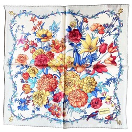 Massimo Ravinale Italian Scarf, Silk, Large, Square, 3.5 x 3.5 inches (90 x 90 cm), Women's, 100% Silk, Flower Garden and Birds, Present, Gift, Wife, Mother, Grandmother, Birthday, Mother's Day,
