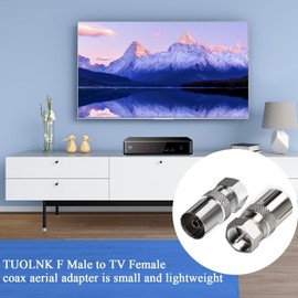 TUOLNK TV Aerial Connector F Male to TV Female TV Aerial Socket Coax Adapter for Aerial Cables Satellite Cables 9.5TV Female to F Type Connector 4Pcs