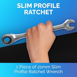 TOOLGUARDS 21mm Wrench - Ratcheting Wrench - Slim Profile - Ratchet Wrench - 100% Lifetime Satisfaction Guarantee