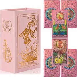 Tarot Cards Pink Tarot Cards with Guide Book Waterproof and Wrinkle Resistant Tarot Gold Foil Tarot Cards for Beginners Pink Tarot Deck Tarot Cards with Meanings on Them Gold Tarot Cards - Color: Rose Gold