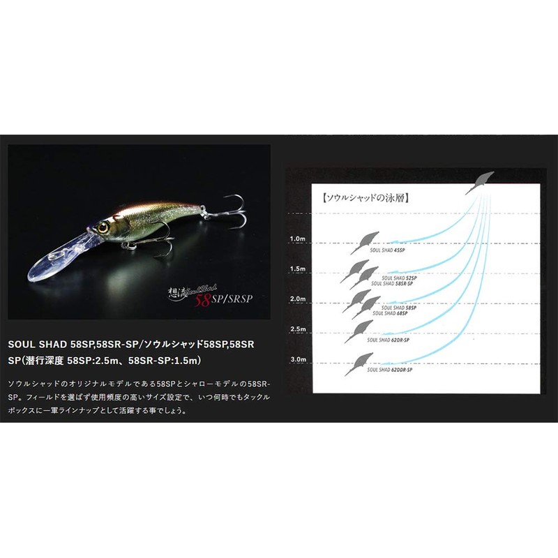 JACKALL Lure Soul Shad 58SR SP POL Chartback Bluegill