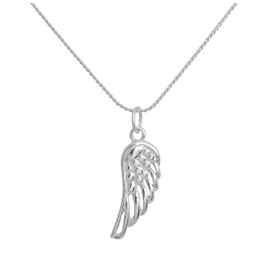 jewellerybox Sterling Silver Angel Wing Pendant Necklace on 20 Inches Chain