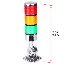 12-24V LED Stack Tower Lights, Industrial Warning Lights, Andon Lights, Column Signal Tower Indicator Lamp Beacon, Continuous/Flashing Light Switchable, 3 Layer (Without Buzzer)