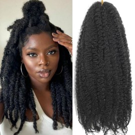 105 Strands Marley Twist Braiding Hair 12 Inch Marley Twist Hair Long Black Marley Hair for Faux Locs 7 Packs Afro Twist Hair Extensions (1B#, 12INCH(pack of 7))
