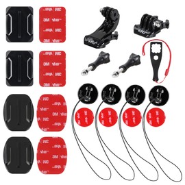 HSU Action Cam Helmhalterung für GoPro, Sicherungsband und Motorrad Halterung für Hero 12/11/10/9/8/7/6/5/4/3 und meisten Action-Kameras