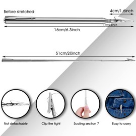 Teling 4 Pieces Telescoping Alligator Clip Extendable Bracelet Helper Tool Telescoping Alligator Clip for Mechanics Home Automobile Repairing Jewelry Fastening (Silver, Black)