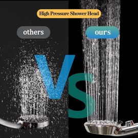 Shower Head with Hose 1.5 m, High Pressure Shower Head with Hose, Water-Saving, Shower Head with Stop Function, Hand Shower with 8 Jet Types, Shower Head with Anti-Limescale Function, Chrome