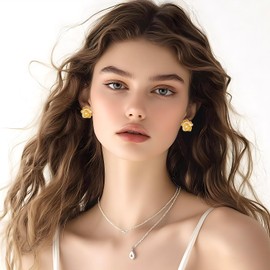 FILMOON Clip On Earrings for Women Non Pierced Cubic Zirconia Clip On Stud Earrings Round Crystal Earring Fashion Rhinestone Jewelry, Brass, No Gemstone