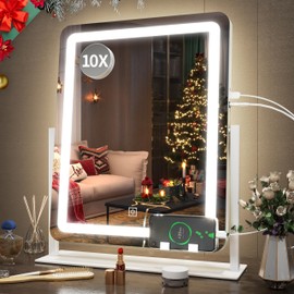 FENNIO Vanity Mirror with Lights 22 Inch- LED Lighted Makeup Mirror,Large Makeup Mirror with Lights,Touch Screen with 3-Color Lighting,Led Mirror Makeup,Dimmable(White)