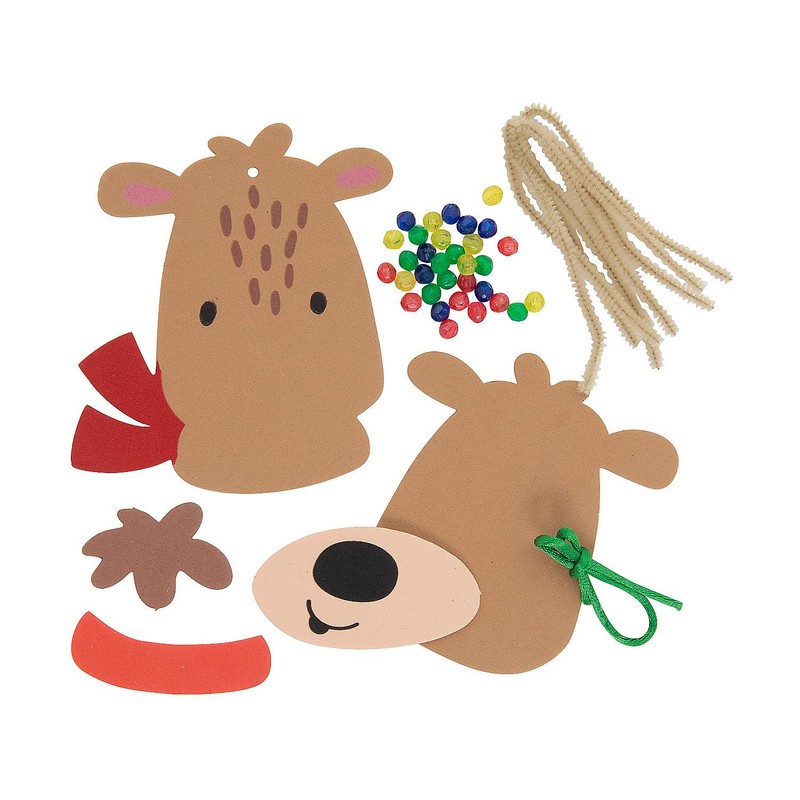Fun Express Beaded Reindeer Antler Ornament Craft Kit, Makes 12
