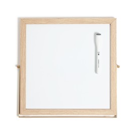 U Brands Magnetic Desktop Dry-Erase Easel Board, 12" x 12", White, Wood Frame