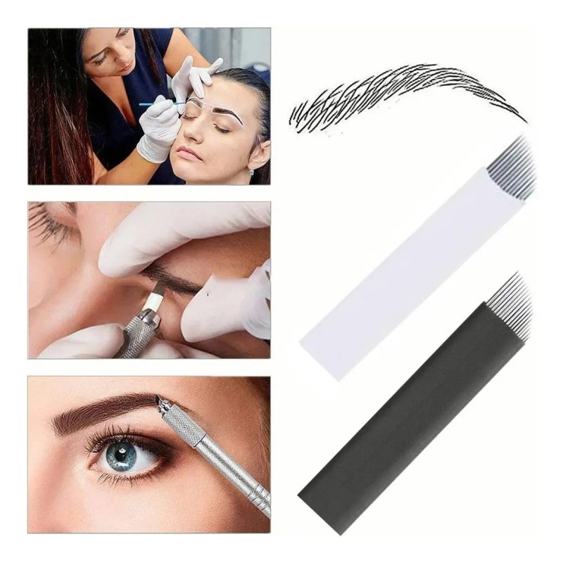 60pcs Navajas Microblading Pin Y Lengua De Gato Agujas U18
